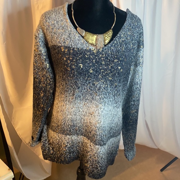 Jana sweater- black and grey w/gold flecks - Picture 2 of 10
